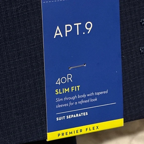 2pc set/Apt. 9 Premier Flex Slim Fit Navy Blue Suit Jacket~ 40R- Pants 33/32 - Picture 3 of 15